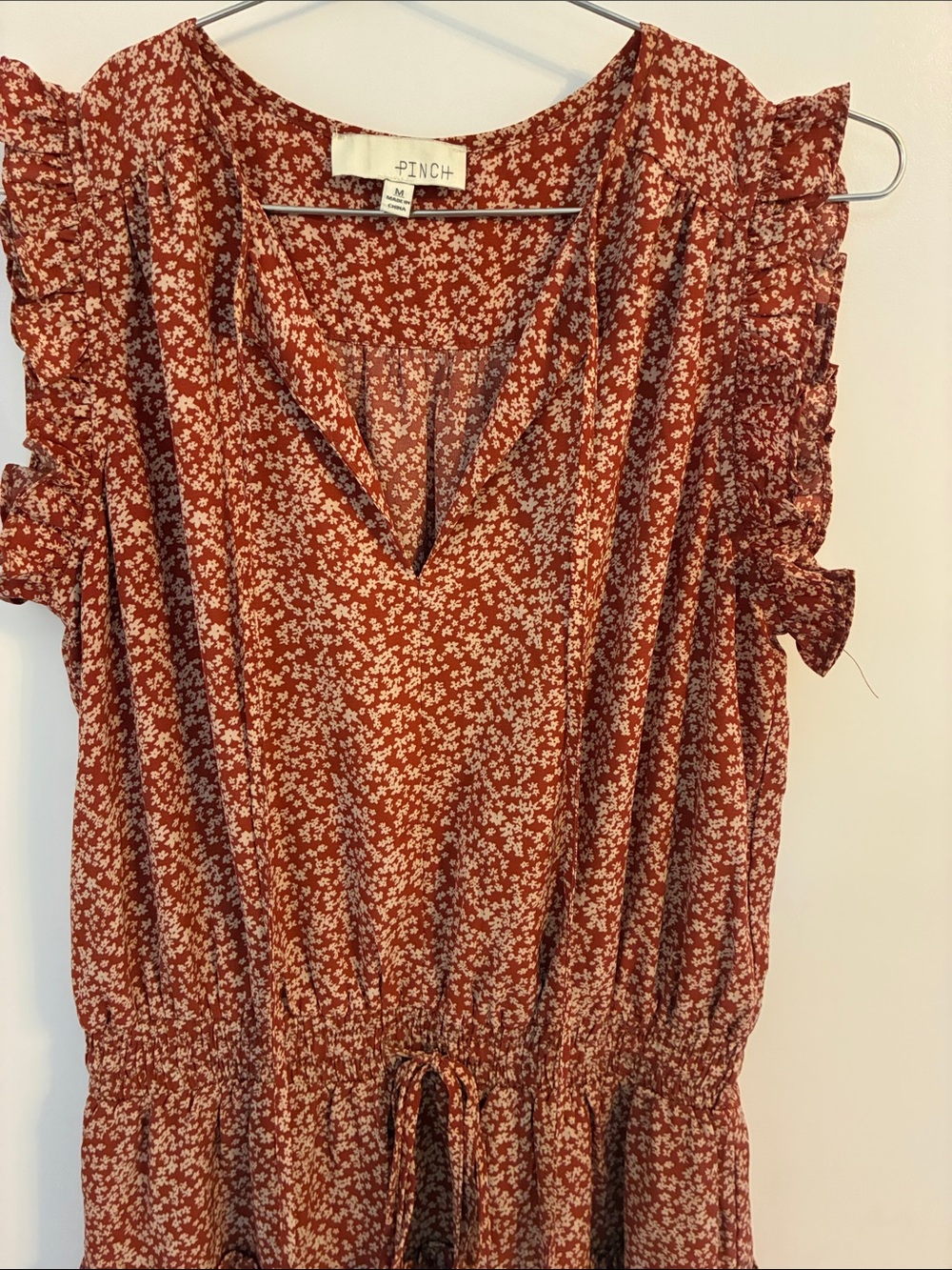 Pinch Rust Floral Ruffle-Sleeve Mini Dress - Picture 5 of 5